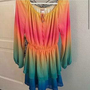 Flying Tomato Rainbow Sunset Mini Dress Tunic